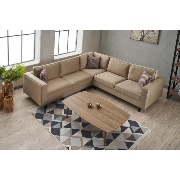 Canapé d'angle Kale - Velours crème Canapé d'angle Kale - Velours crème