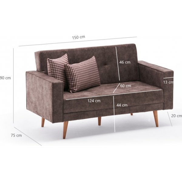 Dublin 2-sits b�ddsoffa - Brun