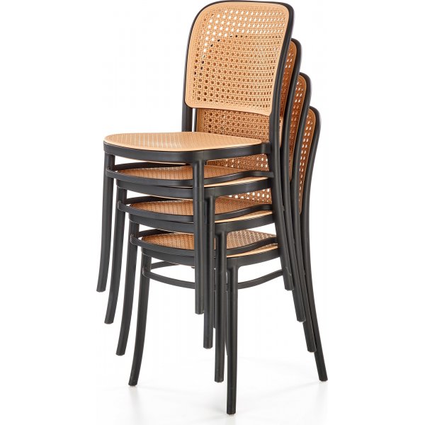 Stapelbar matstol med rottingsits