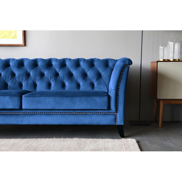 Bank 3-zits Chesterfield Blauw - Milton + Vlekverwijderaar voor meubels