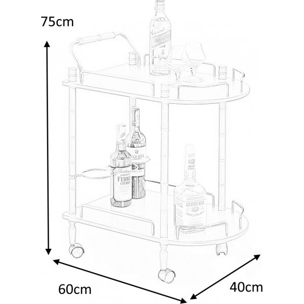 Butler 4 serveerwagen 60 x 40 cm - Retro