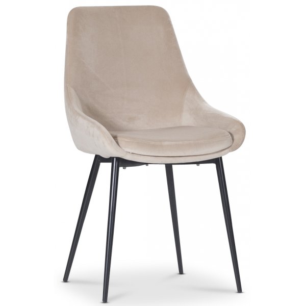 Plaza matgrupp, marmorbord med 4 st Theo sammetsstolar - Beige/Vit/M�ssing