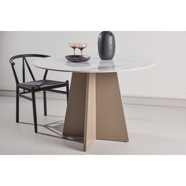 Matbord Bootcut runt Ø110 cm - beige marmormönster Matbord Bootcut runt Ø110 cm - beige marmormönster