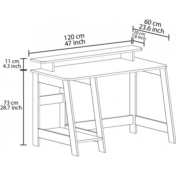 Country skrivbord 120 x 60 cm - Vit
