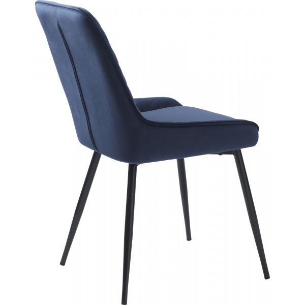Chaise Carina en velours bleu motif losanges Chaise Carina en velours bleu motif losanges