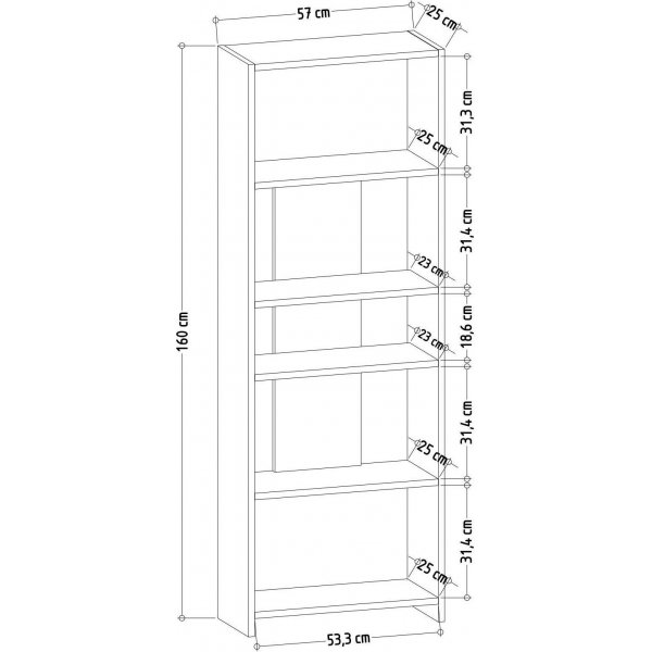 Dio bokhylla - Ek/vit Dio bokhylla - Ek/vit