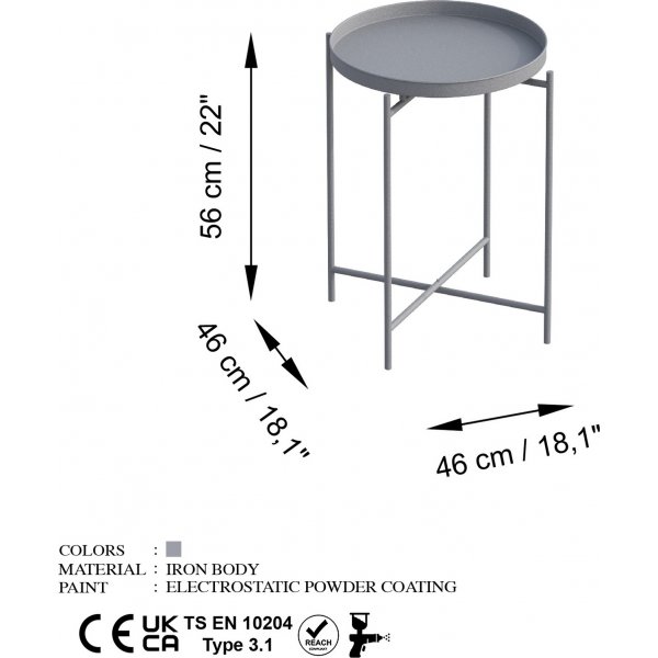 Table basse Vela Ø46 cm - Gris Table basse Vela Ø46 cm - Gris