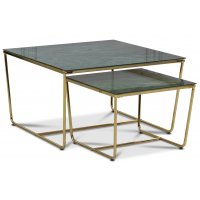 Arlöv Satsbord 75 x 75 cm - Grönt marmorerat glas / Mässingsfärgat underrede Arlöv Satsbord 75 x 75 cm - Grönt marmorerat glas / Mässingsfärgat underrede
