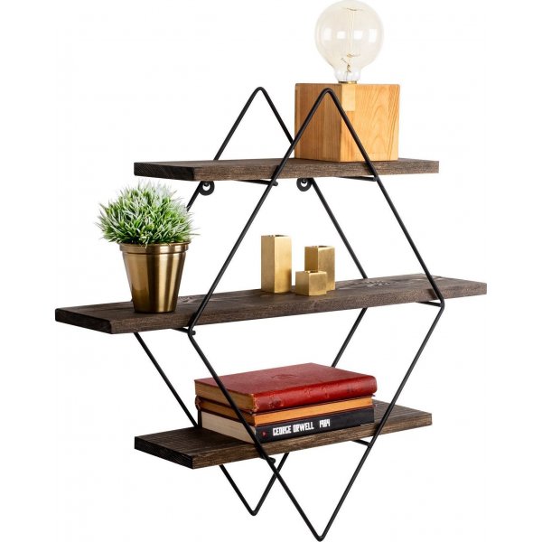 Erasmus wandplank - Zwart/walnoot Erasmus wandplank - Zwart/walnoot