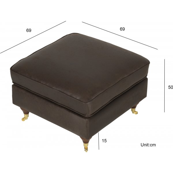 Fotpall i vintagebrunt konstlder - Howard watford + Textilrengring fr mbler