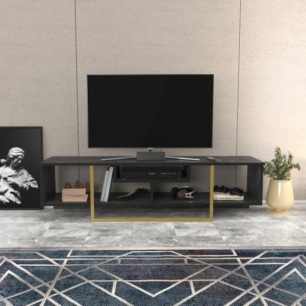 Banc mdia Asal 150 cm - Marbre noir/or