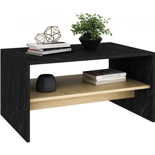 Table basse Apollon 90 x 45 cm - Marbre noir/saphir/chêne Table basse Apollon 90 x 45 cm - Marbre noir/saphir/chêne