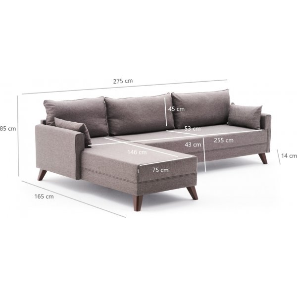 Canap Bella divan gauche - Marron