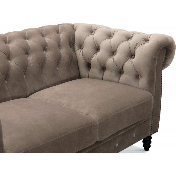 Chesterfield Cambridge 2-sits soffa - Ljusgrå sammet Chesterfield Cambridge 2-sits soffa - Ljusgrå sammet