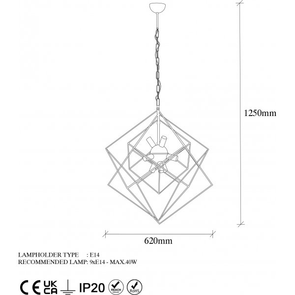 Plafonnier Tilly 13253 - Noir/antique