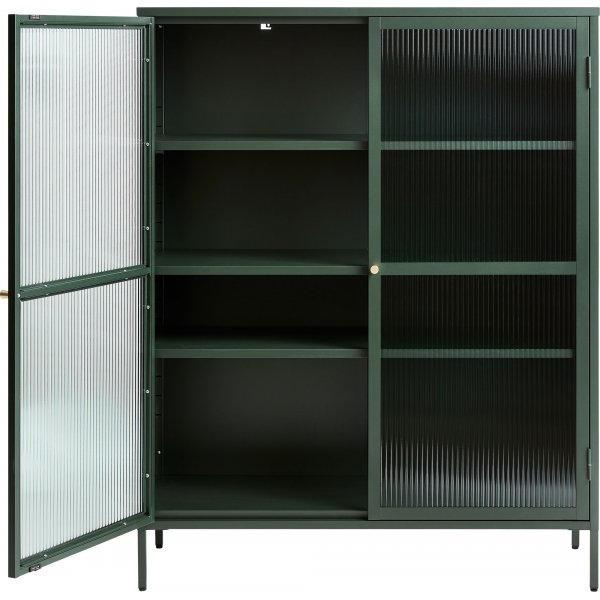 Armoire en métal vert foncé Dobb avec portes vitrées Armoire en métal vert foncé Dobb avec portes vitrées