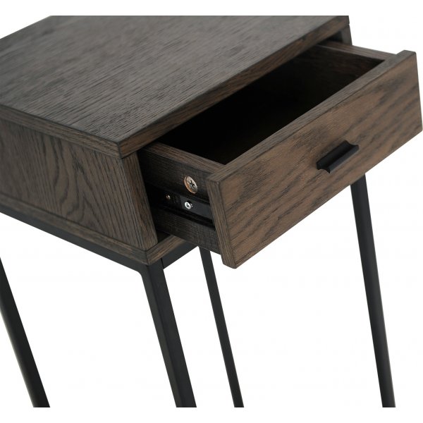 Regal sngbord - Brunlackad ekfanr/svart