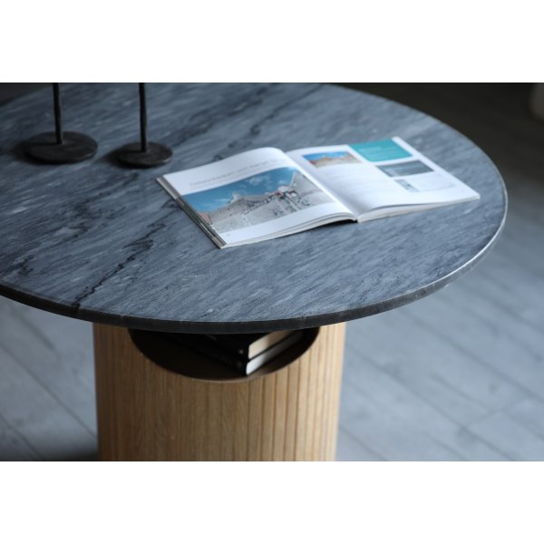 Table basse ronde Arto hauteur 60 cm - Blanchi / Marbre gris Table basse ronde Arto hauteur 60 cm - Blanchi / Marbre gris