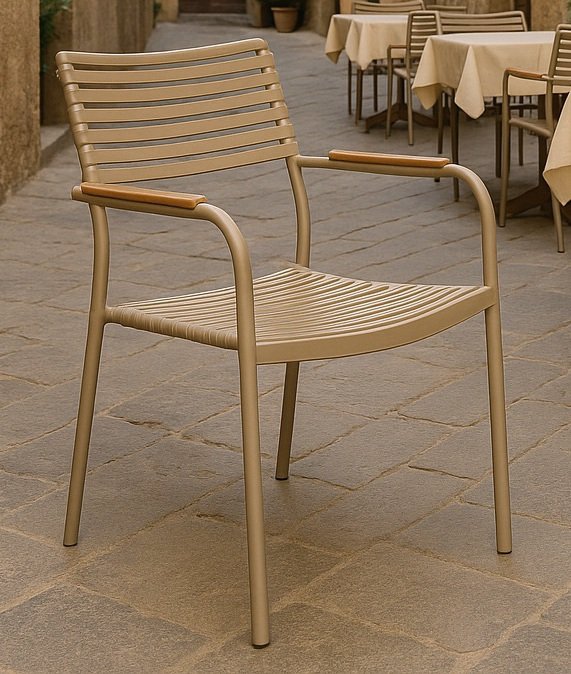 6 st Stapelbar utestol beige - Pino - Utematstolar, Utestolar, Utemöbler