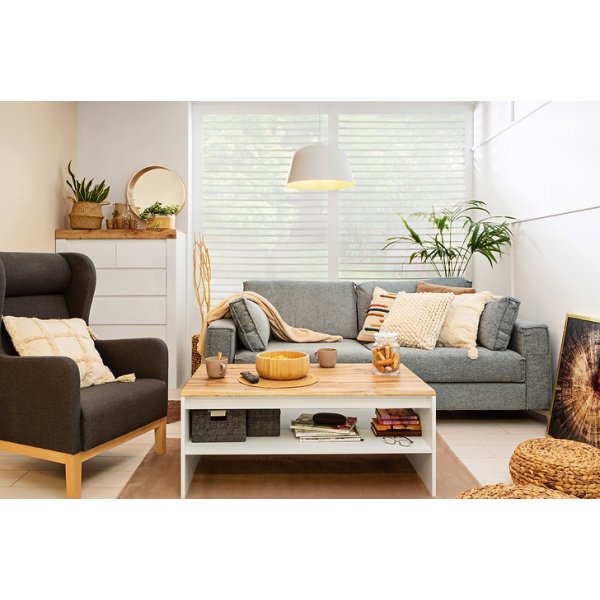 Table basse Holten 110 x 65 cm - Blanc/chne