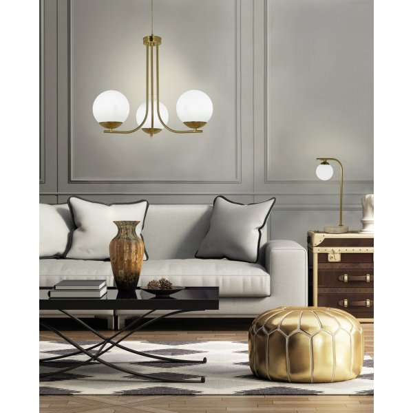 Orfeus plafondlamp - Mat messing/opaalwit