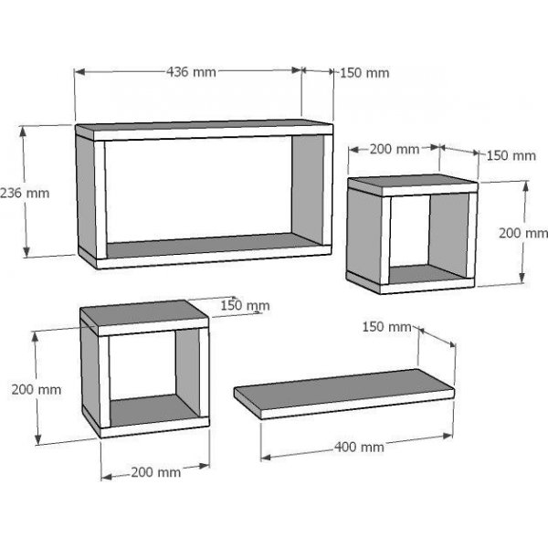 Babi wandplank - Antraciet Babi wandplank - Antraciet
