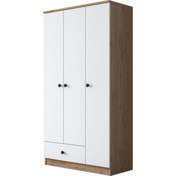 Mendy garderob 90 cm - Valnöt/vit Mendy garderob 90 cm - Valnöt/vit