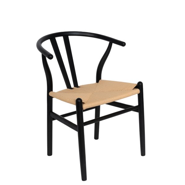 Brandon stol i svart trä med repsits Brandon stol i svart trä med repsits