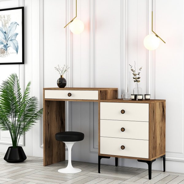 Lizbon kaptafel 124 x 40 cm - Walnoot/crème wit Lizbon kaptafel 124 x 40 cm - Walnoot/crème wit