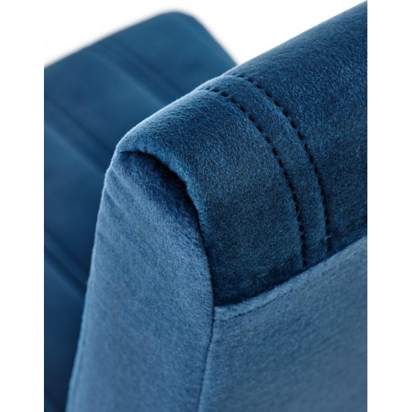 Chaise Heather - Velours bleu et bois