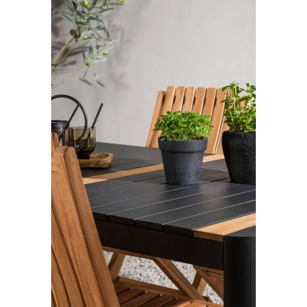 Groupe de repas d'extérieur Togo avec 4 chaises Ghana - Noir/Teck Groupe de repas d'extérieur Togo avec 4 chaises Ghana - Noir/Teck