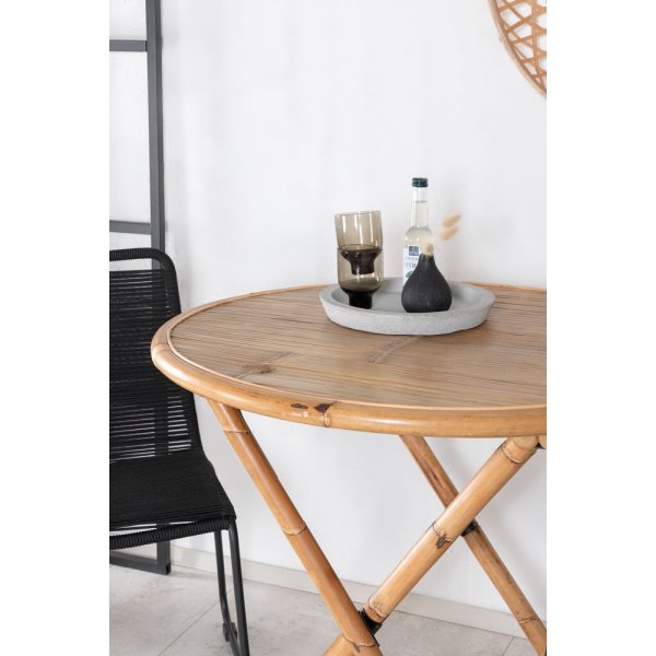 Cane utematgrupp med 2 st Lindos stolar - Svart/Natur