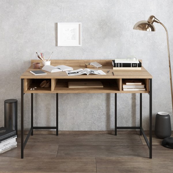Bureau Tumata 119,5x62 cm - Noir/noyer