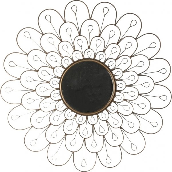 Sol rund spegel 91 cm i antik mssing