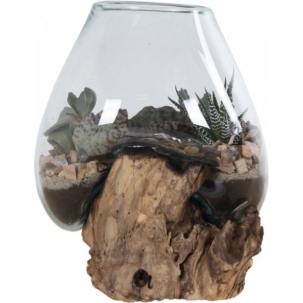 San Marino Vattendroppe vas - Teak/glas - 15-20 cm San Marino Vattendroppe vas - Teak/glas - 15-20 cm