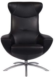 Hjellegjerde Baloo f�t�lj - Svart (L�der) / borstat st�l