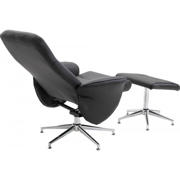 Fauteuil inclinable Julius avec repose-pieds - PU noir Fauteuil inclinable Julius avec repose-pieds - PU noir