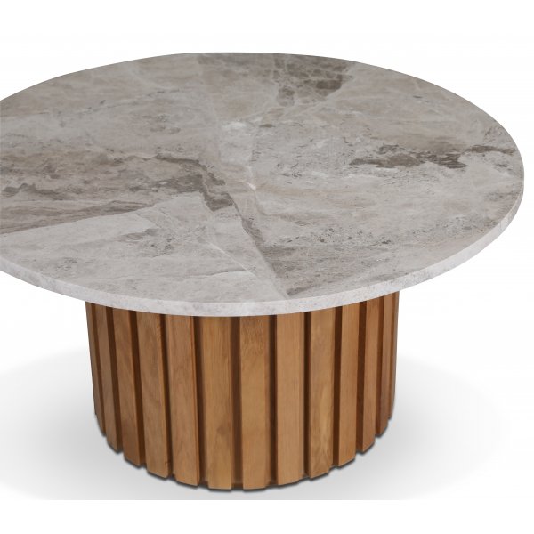 Soffbord i marmor Ø85 - Ek / gråbeige marmor Soffbord i marmor Ø85 - Ek / gråbeige marmor