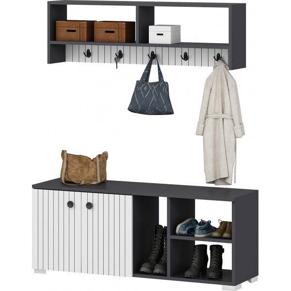 Meuble d'entre Sarandon - Anthracite/blanc