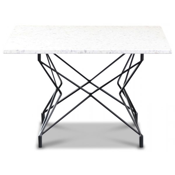 Terrazzo soffbord 75x75cm - Bianco Terrazzo & underrede Star svart