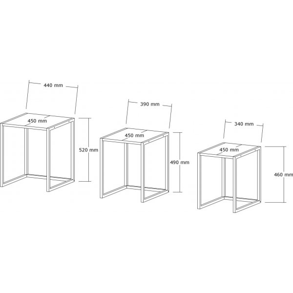 Tali satsbord 34/39/44 x 45 cm - Svart/furu Tali satsbord 34/39/44 x 45 cm - Svart/furu