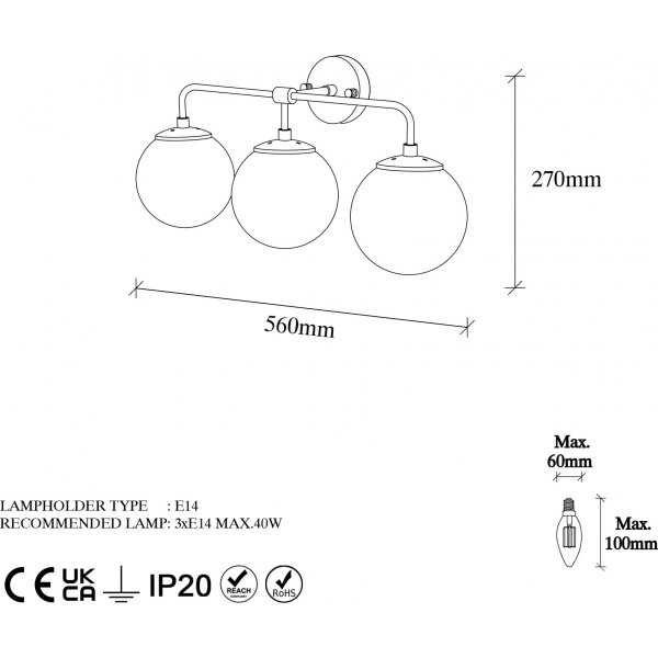 Hoorn wandlamp 12207 - Zwart/wit