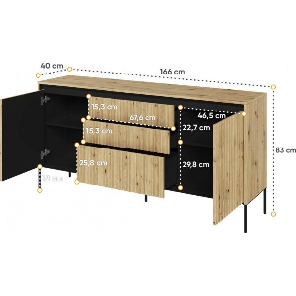 Trend sknk B166 cm - Artisan ek/svart