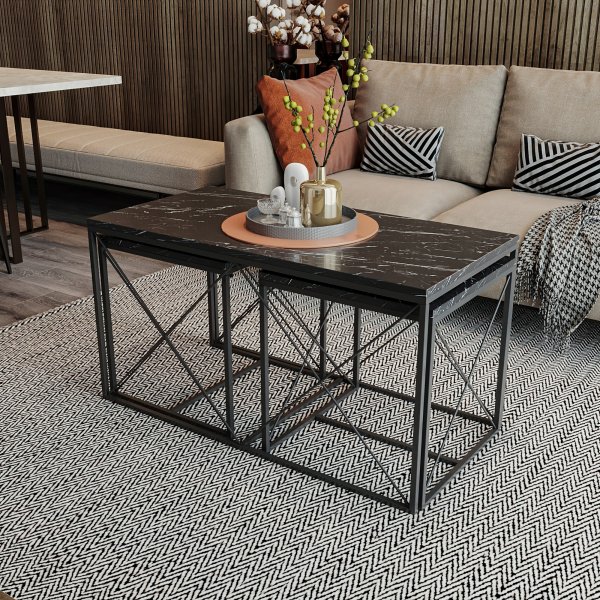 Table basse Ravina 45/100 x 45/50 cm - Noir