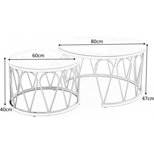 Table basse Formosa 60 cm - Marbre blanc/noir