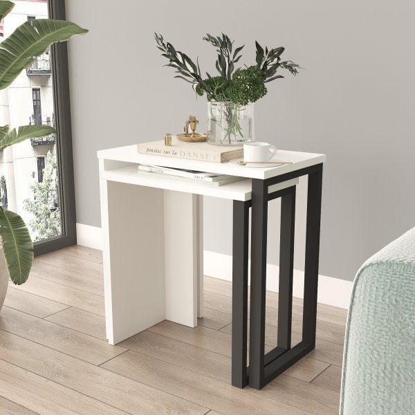 Table Ocan 47,8/52,8 x 24,5/29,5 cm - Blanc