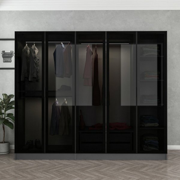 Armoire Cavolo 225x52x190 cm - Anthracite/noir Armoire Cavolo 225x52x190 cm - Anthracite/noir