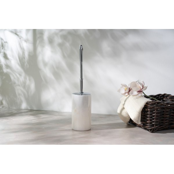 Toalettborste med stll i vit Thassosmarmor