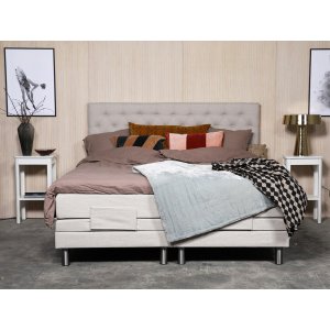 Lit double rglable complet Klara avec tte de lit 7 zones Pocket - Beige + Kit d'entretien des meubles pour textiles