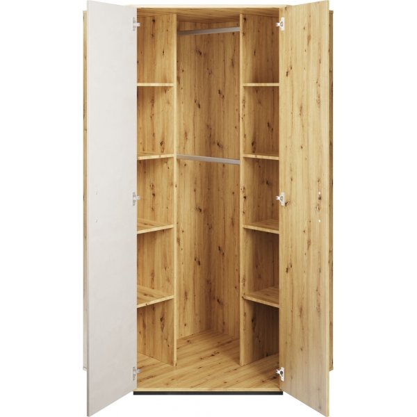 Armoire d\\\'angle Qubic - Artisan chne/gris
